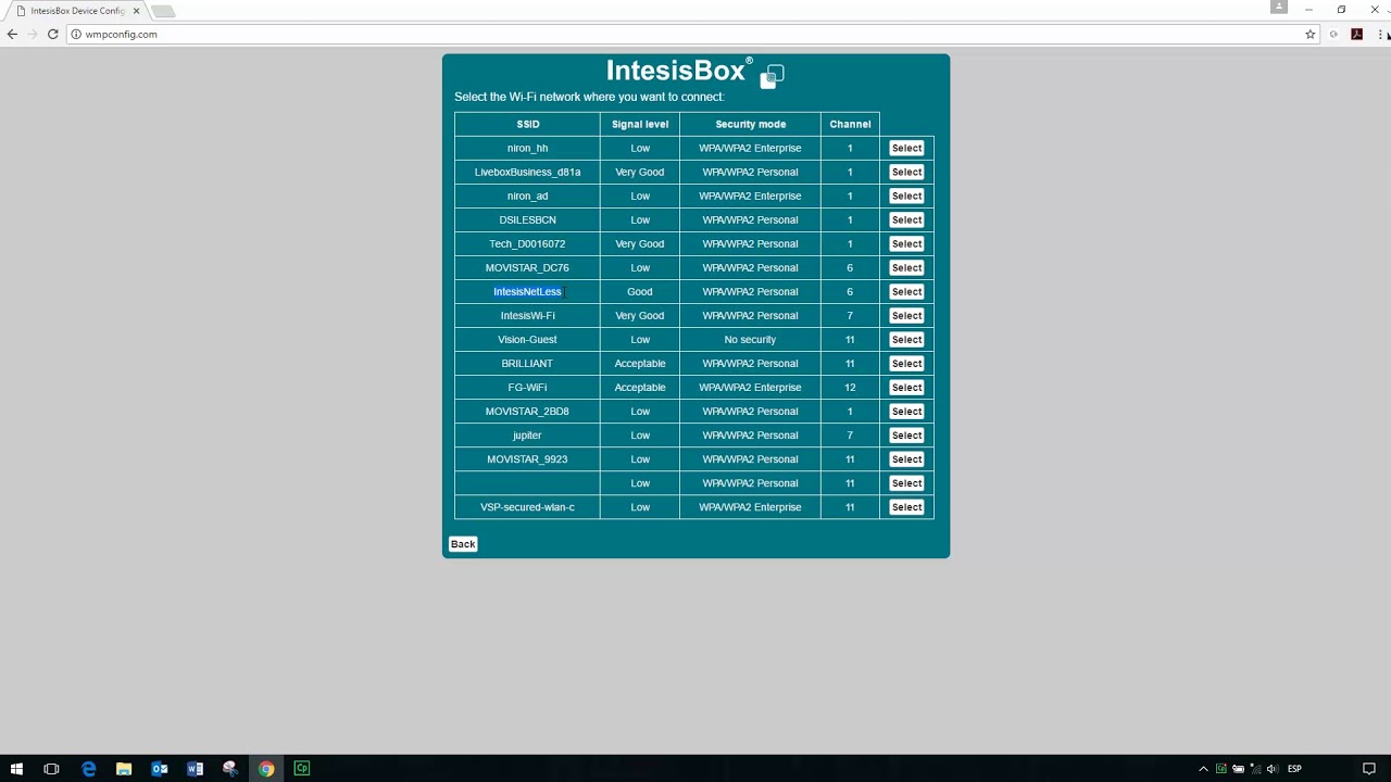 IntesisBox WMP WFi Configuration