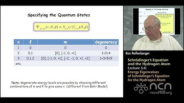 Purdue PHYS 342: Modern Physics L5.6: Schrödinger Equation and Hydrogen: Energy Eigenvalues
