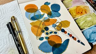 Watercolor Journal Day 78 (Abstract Indigo and Orange)