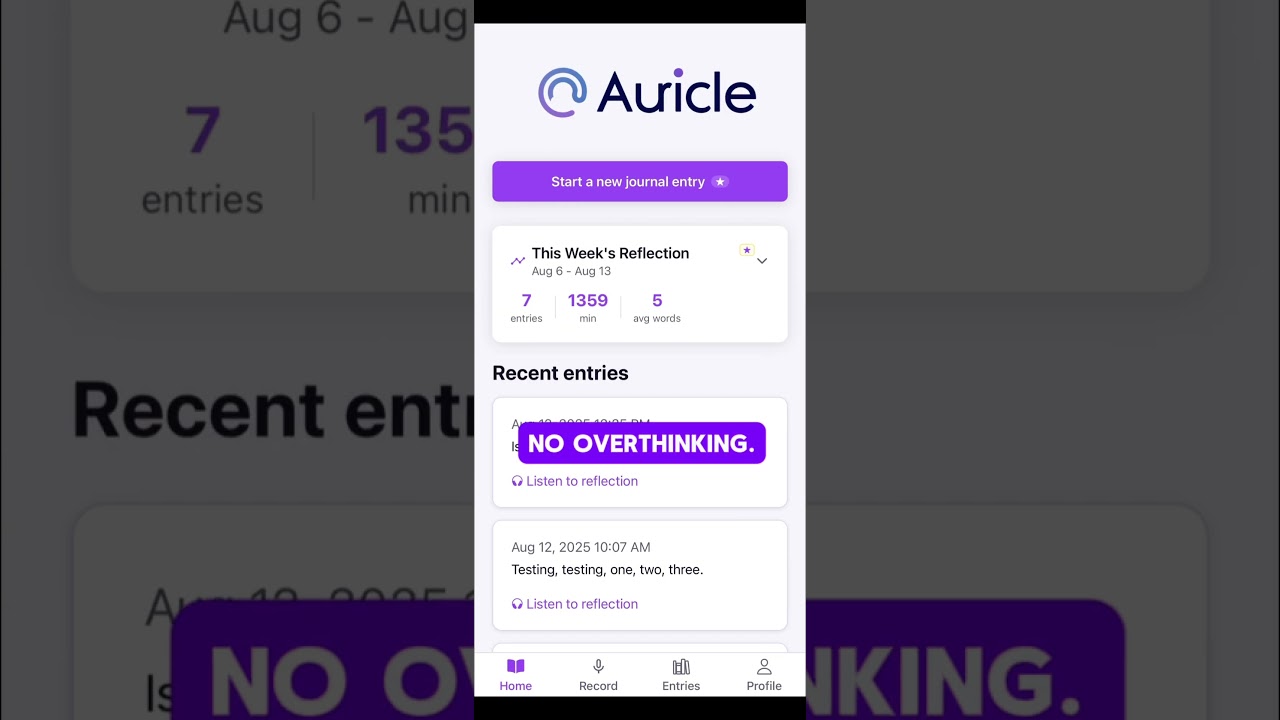 Introducing Auricle Journal - Simple Voice-First AI Journal. 