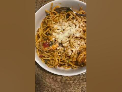 Shrimp Pasta!#linguine #shrimp#tomatoes #mushroom #tomatoandbasilsauce# ...