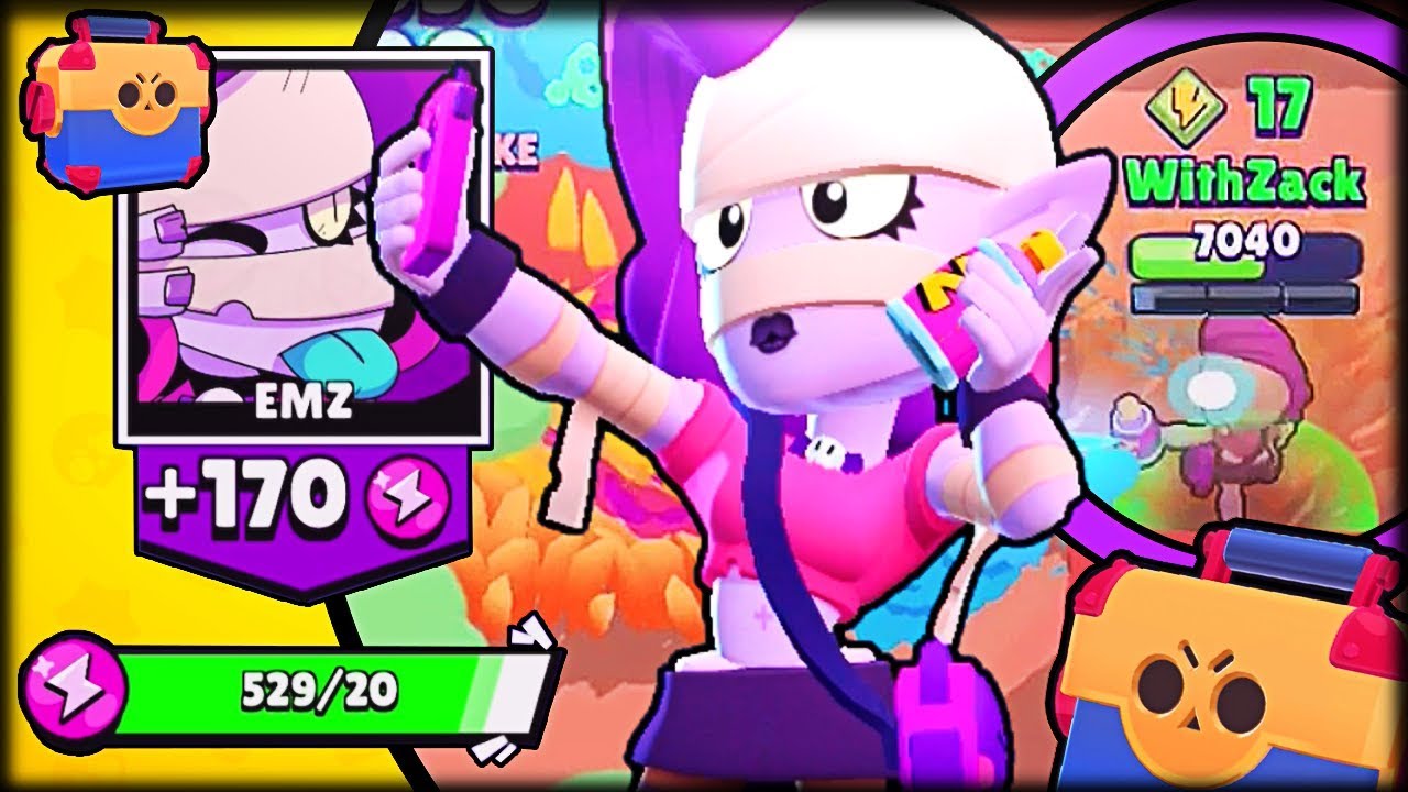 MAXEANDO A EMZ EL NUEVO BRAWLER GRATIS en Brawl Stars   WithZack