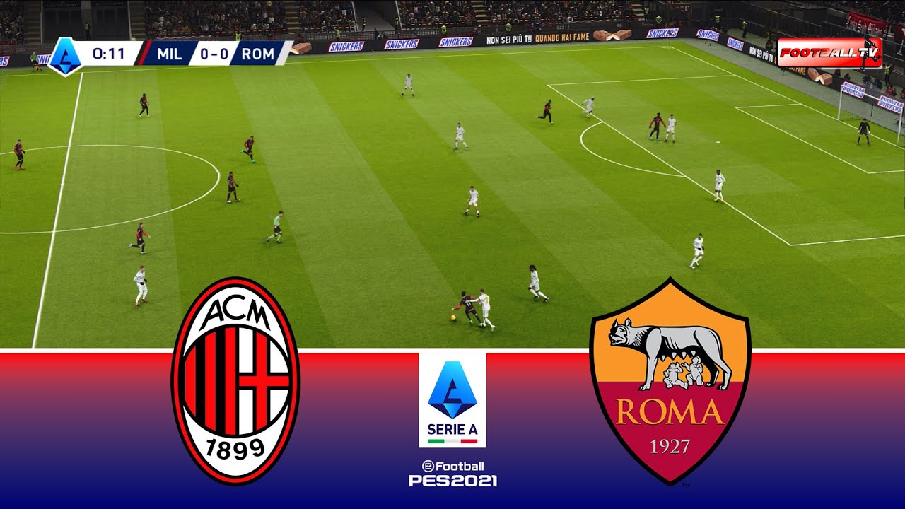 🔴AC Milan vs AS Roma - Serie A 25/26 Full Match | Pes 21 Gameplay