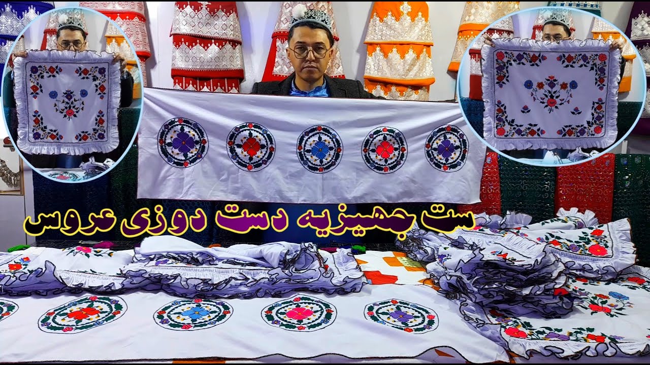 ست جهیزیه دست دوزی عروس سفارش مشتری از آلمان💙💜🤍