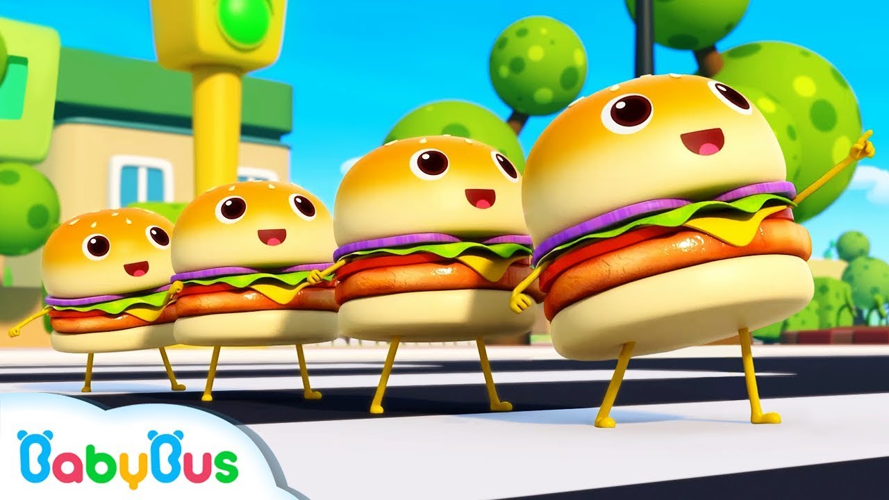 Learn Numbers with Four Little Hamburgers | Color Song | Nursery Rhymes | Kids Songs | BabyBus