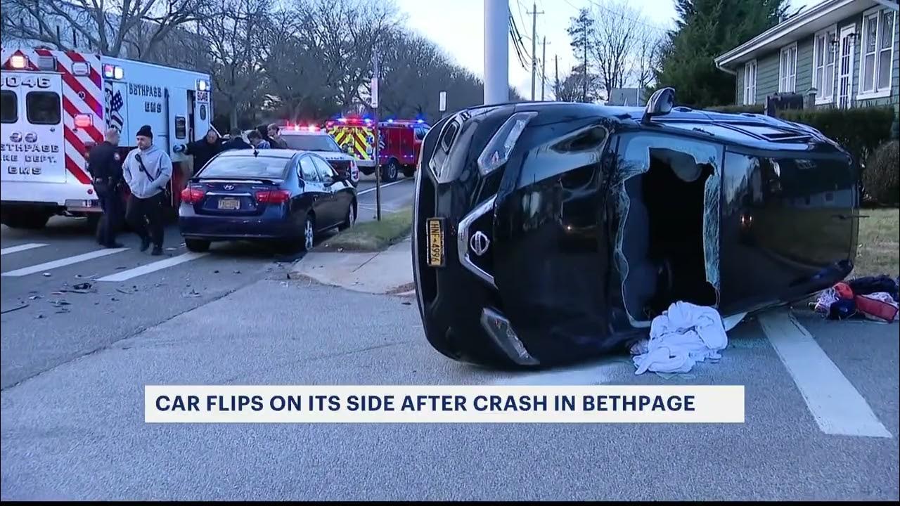 At least 3 hospitalized after crash leaves vehicle overturned in Bethpage YouTube