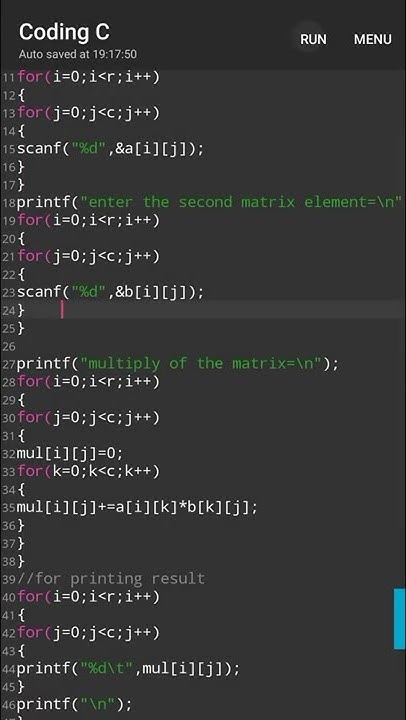 Multiplication of two Matrix in C Language #Shorts #shorts #Clanguage ...