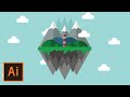 Illustrator Tutorial Floating Island Landscape Flat Design