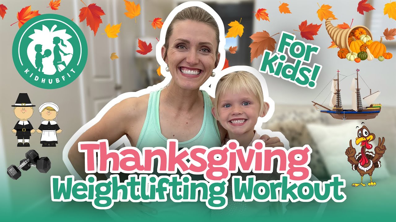 Thanksgiving Workout For Kids! (Ages 4 to 9) Kids Lifting Weights! Fall/Autumn Themed Exercise!