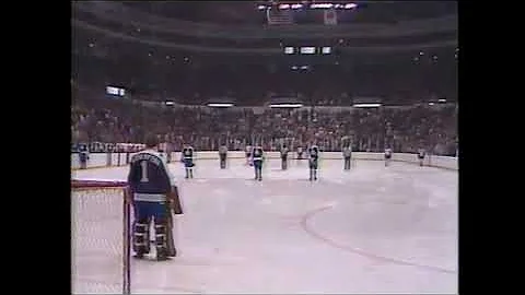 National Anthems Detroit Red Wings Eugen Halvorsen with Dan Greer at organ vs  Toronto 1982