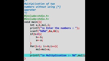 Multiplication of two number without using (*) operator in C programming #short#coding #programming