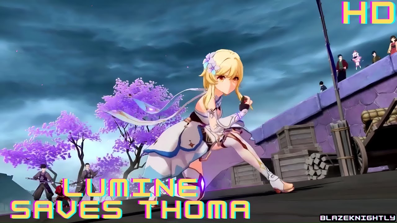 Lumine saves Thoma from Raiden shogun | (GENSHIN IMPACT CUTSCENES )