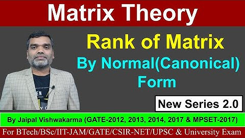 Matrix Theory - Rank of Matrix By Normal(Canonical) Form (Lecture-4) #Matrix #GATE #IITJAM #CSIRNET