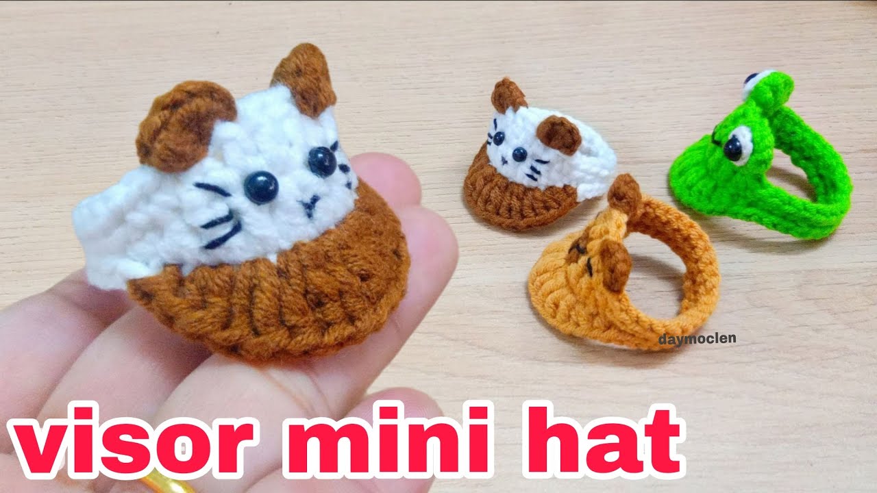 Crochet visor mini hat | Hướng dẫn móc mũ nửa đầu mini cho búp bê, làm móc khóa