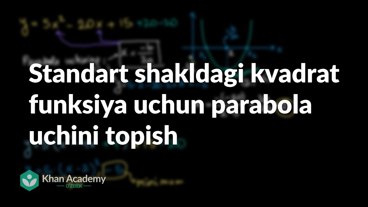 Standart shakldagi kvadrat funksiya uchun parabola uchini topish | Kvadrat tenglamalar | Algebra 1