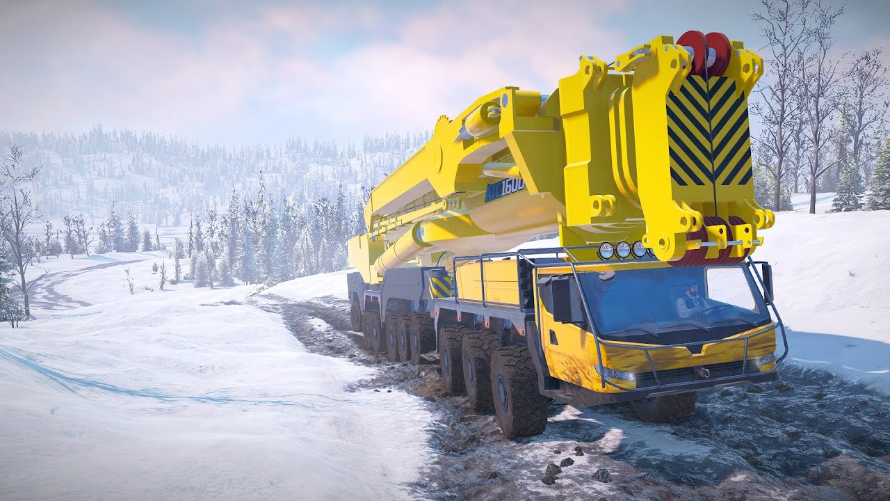 SnowRunner : Hercules1600 Crane - Driving Through Deep ICE Road | EnhCrea | 