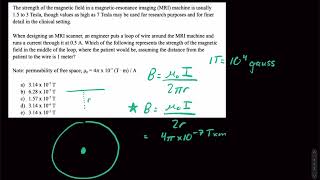 Magnetic Field in a Loop of Current-Carrying Wire | MCAT Practice Question