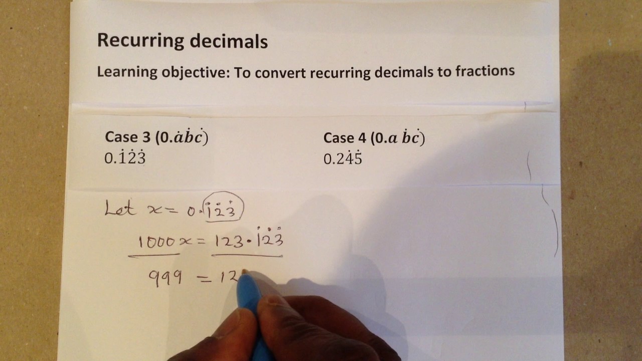 converting recurring decimals to fractions converting recurring decimals to fractions