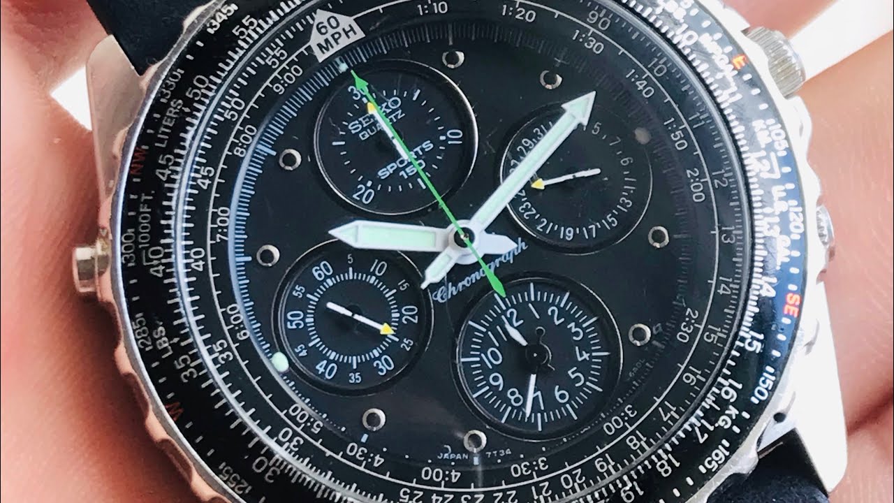 What battery does the SEIKO 7T34 6A00 Pilots Flight Alarm Chrono Vintage  need? - YouTube