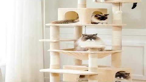 Multi-Level Cat Tree Tower with Scratching Posts&Board, Hammock, Cat Condo, Spacious Top Perch,Dangl