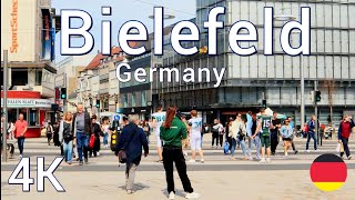 Walking tour in Bielefeld in Germany a beautiful city very busy 4k (☀️2023)