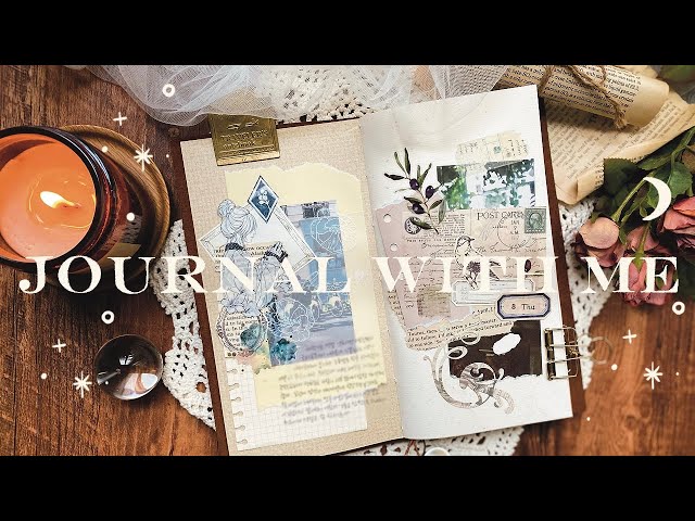 journal with me | 차분한 초록 컬러감의 다꾸 | 감성다꾸 빈티지다꾸 Traveler’s Notebook class=