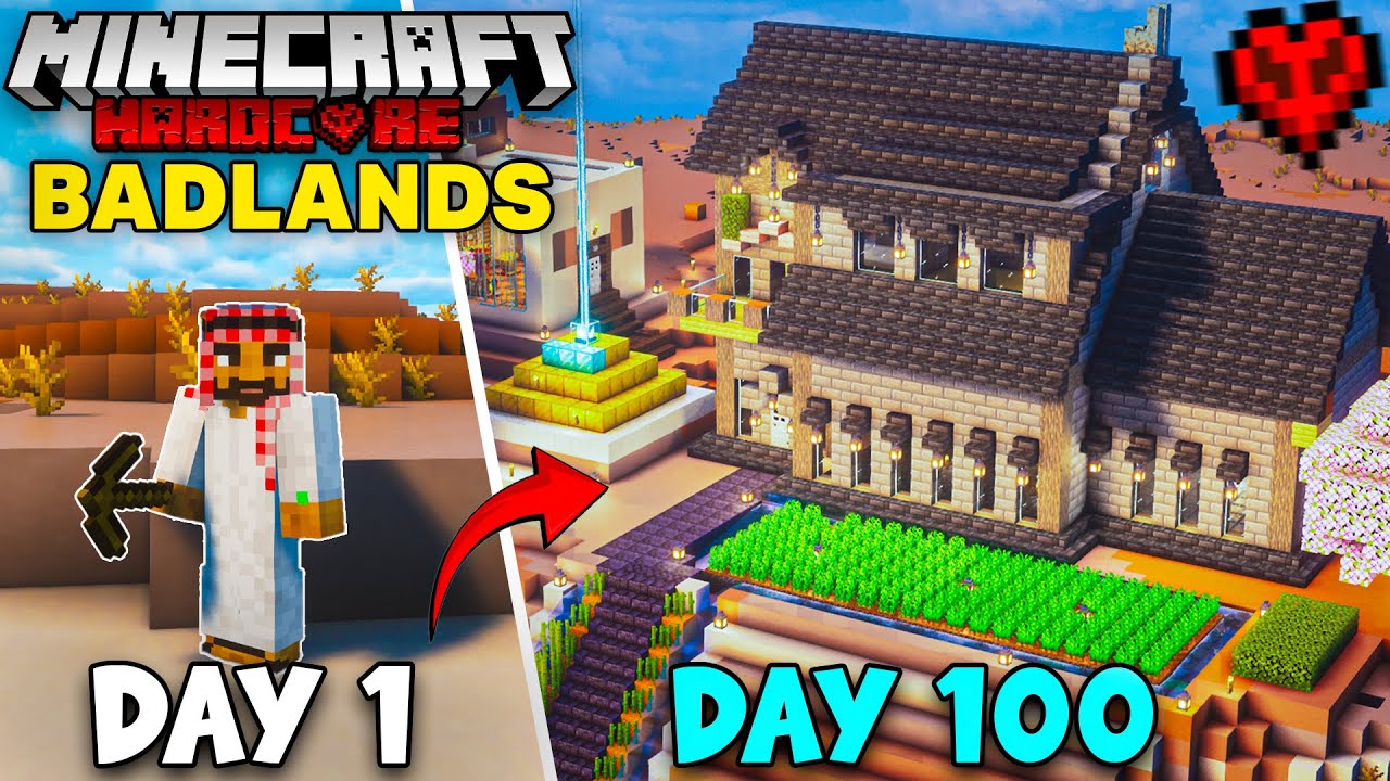 I Survived 100 days in Minecraft Badlands only World (Hindi)