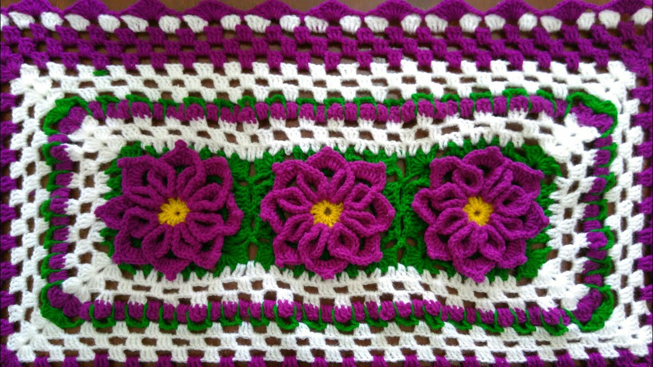 How to Crochet rectangle table mat in Marathi लोकरीचा आयताकृती