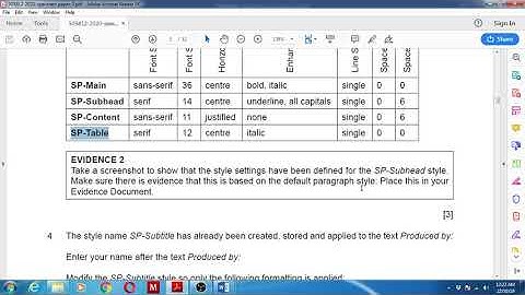 IGCSE ICT SPECIMEN PAPER 2020 PAPER 2 - DOCUMENT PRODUCTION (MS WORD)