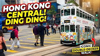 [4K] Hong Kong Street Level: Trams, Skyscrapers & Busy Streets of Central