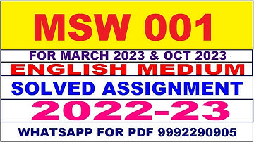 msw 1 solved assignment 2022-23 in english | msw 1 solved assignment 2022-23 | msw 1 2023