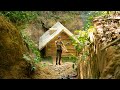 Girl live off grid builds underground log cabin to live in the wild