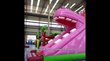 Hippo theme inflatable trampoline combo