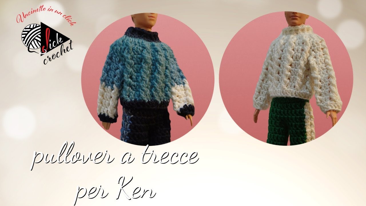 TUTORIAL UNCINETTO BARBIE PULLOVER A TRECCE PER KEN mod 5