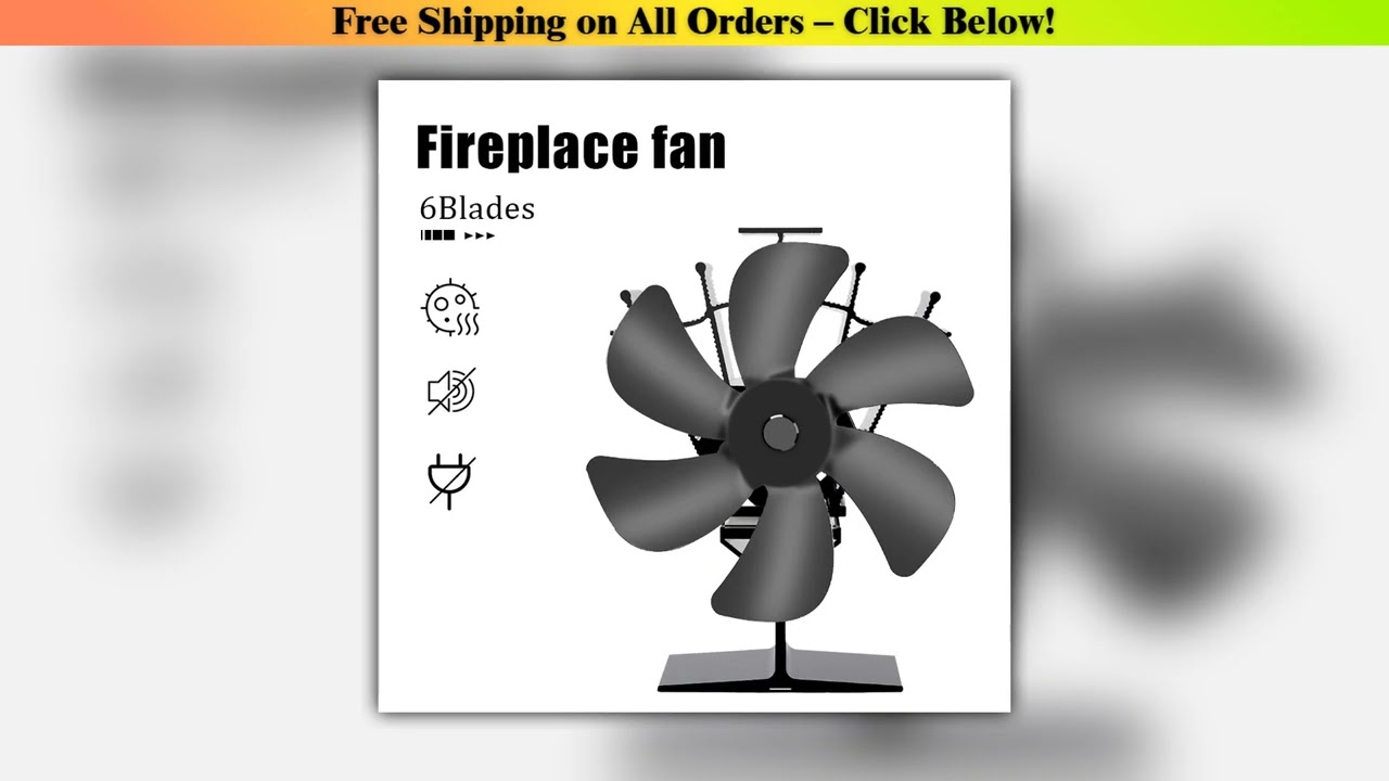Heat Powered Stove Fan Eco Quiet Black 6 Blades Log Wood Burner Fireplace Fan Winter Warmer Home Ef