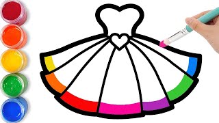 How To Draw Dress with Rainbow Colors For Kids