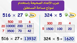 ضـرب الأعـداد الـصـحـيـحة بـاسـتخـدام نـموذج مـساحـة المـستـطـيـل