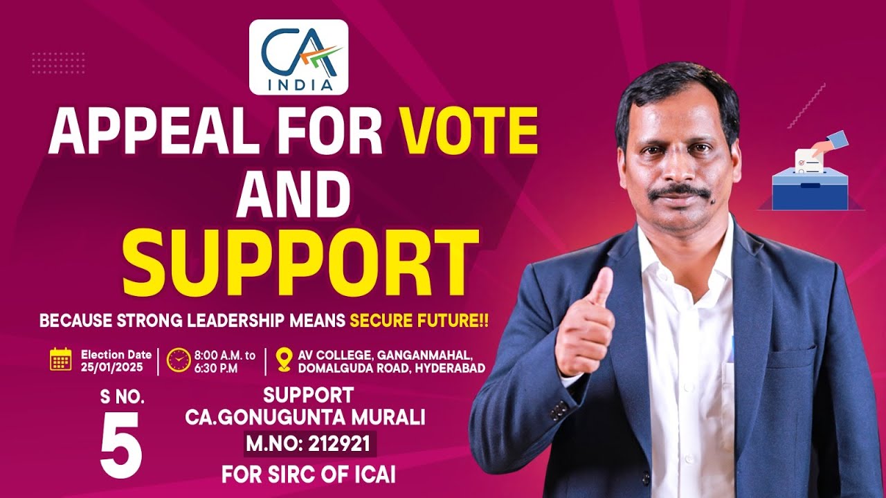 Vote Appeal for CA  Election 2025 | Vote for CA Gonugunta Murali | SP Business