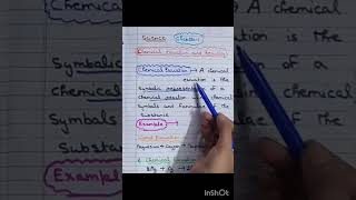 #shorts#easydefinition#chemicalequation #class10th#science chapter 1#ncrt#cbse#handwrittennotes