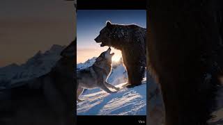 Epic Battle: Grizzly Bear vs Wolf! 🐻🐺 #shorts #nature #wildlife