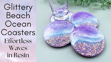 Glittery Beach Ocean Coasters Tutorial - Effortless Waves in Epoxy Resin
