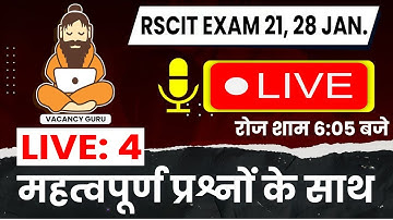 RSCIT Live Class 04  | RSCIT Exam 21 Jan. 2024 | RSCIT Exam Important Question RSCIT Computer Course