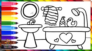 Dibuja y Colorea Un Baño Arcoiris 🛁💦🌈 Dibujos Para Niños