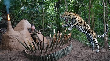 200 days of hunting wild animals, attacked by leopards, trapping wild chickens,linh tân Building