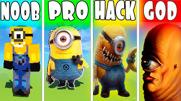 NOOB VS PRO VS HACKER VS GOD MINION MINECRAFT PIXEL ART