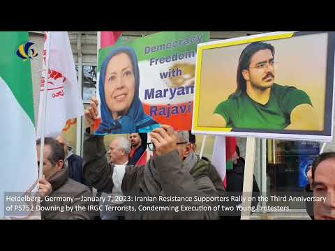 Heidelberg, Germany—January 7, 2023: Iranian Resistance (NCRI and MEK) Supporters Rally