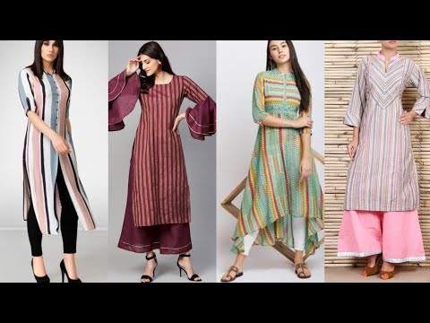 Latest Striped/Lining Kurti Designs 2021|#Striped Dress Designs|black#Lining/Striped  Shirt #Designs - YouTube