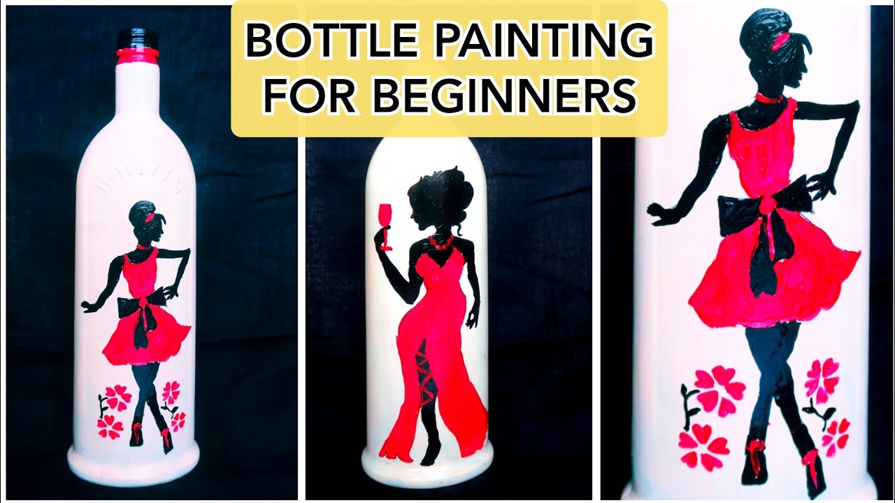 Easy bottle painting for beginners /quick bottle decorating ideas ...