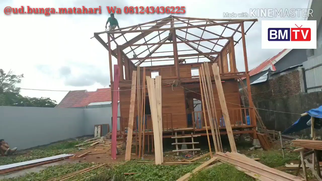 Pembuatan rumah kayu minimalis 2 lantai part 1 YouTube