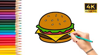 How To Draw A Cheeseburger Easy Step By Step Drawing Tutorial